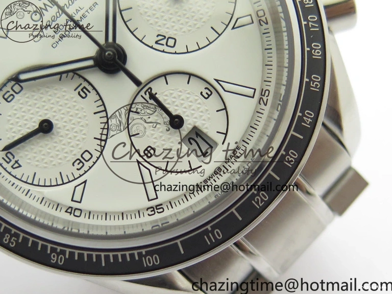 0507 Elegant Speedmaster Racing Master SS HRF 1:1 Best Edition White Dial on SS Bracelet A 7864